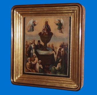 Икона Пресвятая Богородица Живоносный Источник. 44,5Х36 см., с киотом 57,5Х51 см.