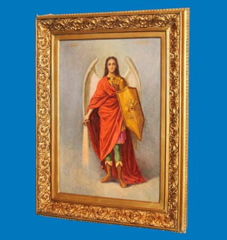 Икона Святой Архангел Михаил (холст), размер 49х35см.,с рамой 64.5х49.5см.