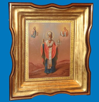 Икона Николай Можайский 31х25.5см., с киотом 46х42.5см.
