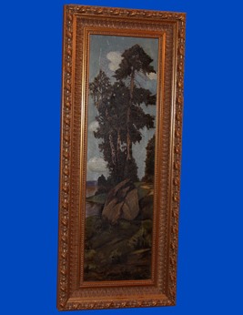 Картина:холст масло,родной подрамник,конец 19 века,модерн, НХ.92-27см.с рамой 46-111см